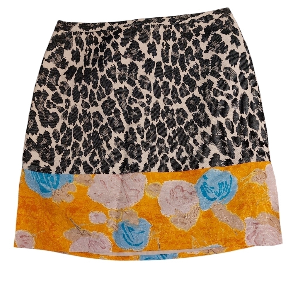 Tracy Reese Animal and Floral Print Rear Tie/Zip Skirt- size 6